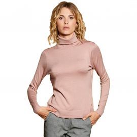 Pull Femme col roulé rose pâle