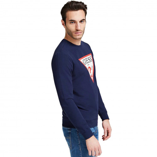 Sweat Guess homme col rond bleu marine M0YQ37