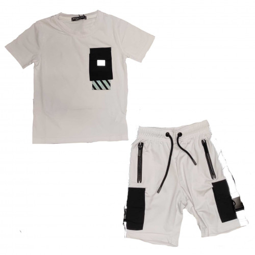 Ensemble short et Tee Shirt Reflechissant junior blanc BL-622-1