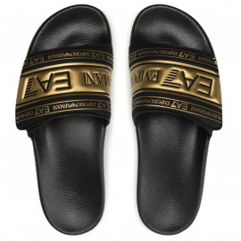 Claquettes Emporio Armani Noir et or