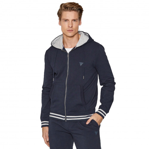 Sweat à capuche zippé bleu marine M2R48