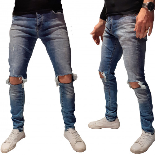 Jeans Baggy Fashion pour Homme Bleu Clair