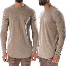 T-shirt manche longue chiné marron Pxp homme