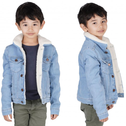 Veste en jean doublé bleu clair junior K432