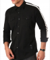 Chemise homme SH-01 noir avec bande blanche