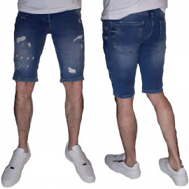 Short en Jean homme destroy Bleu