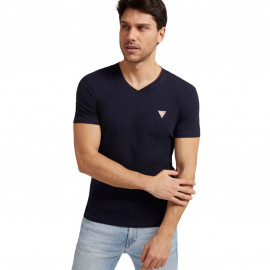 Tee shirt Col V homme bleu Guess M2YI32J1311