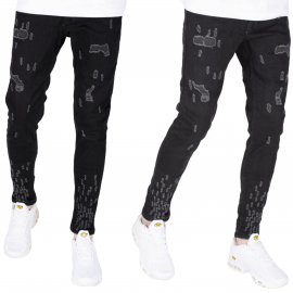 Jean homme Noir slim destroy Noir