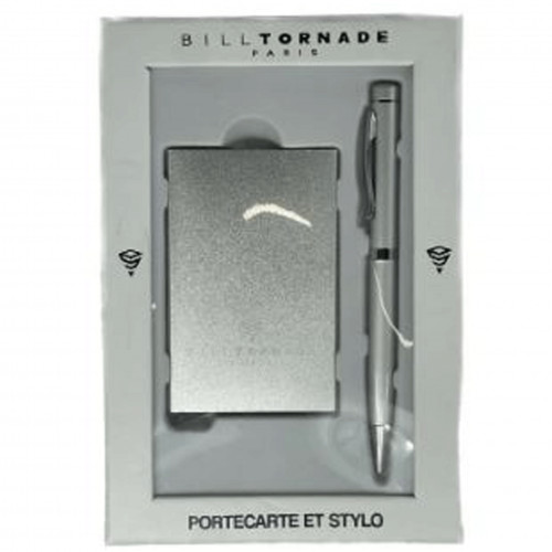 Coffret homme Porte carte et stylo argent