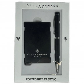 Coffret homme Porte carte et stylo noir