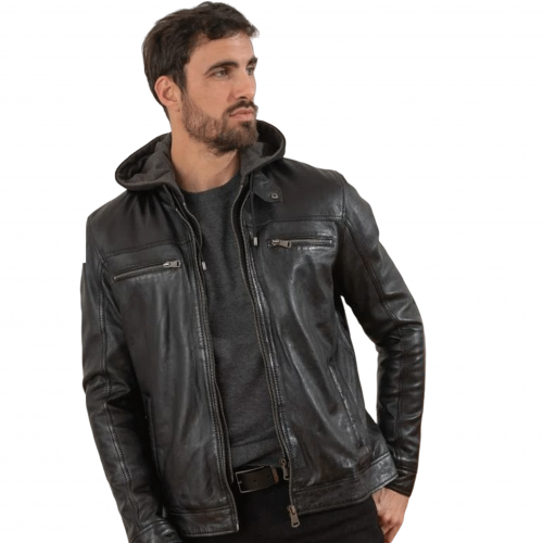 Veste en cuir Homme noir Philadelphia