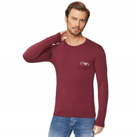 T-shirt homme manche longue bordeaux Armani