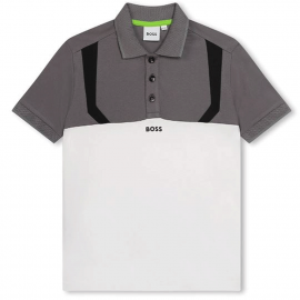 Polo junior Boss Gris et Blanc