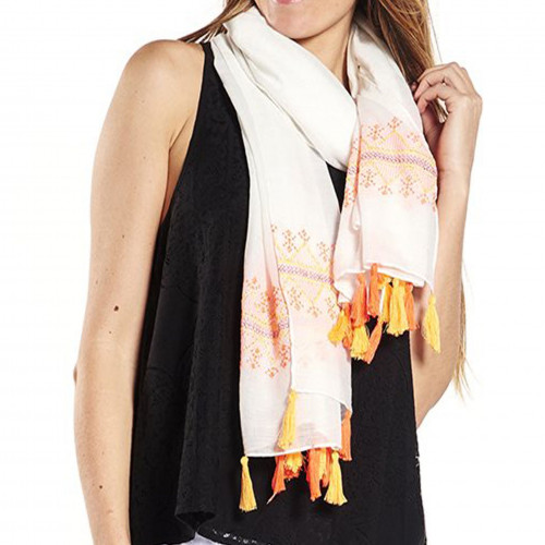 Foulard blanc et orange corail de la marque deeluxe